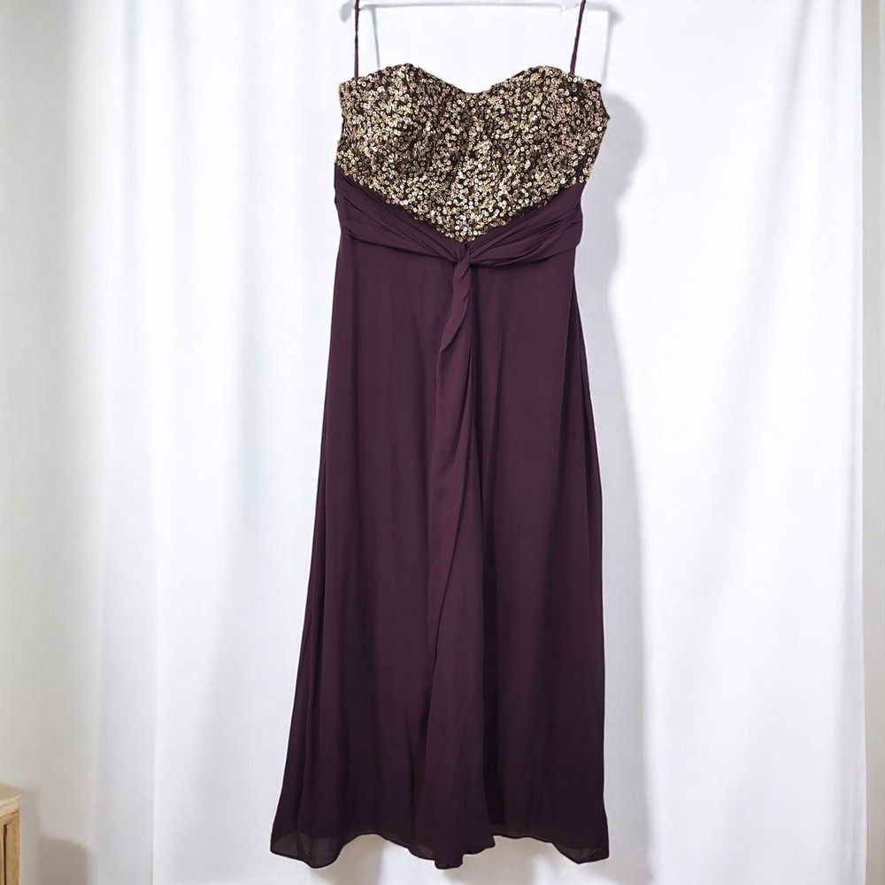 Badgley Mischka Gown Sequin Dress Woman 12 Strapless Maxi Empare Waist Corset
